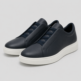 Men's Genuine Leather Sneakers - Casual Lightweight Lace-Up Trainers