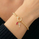 Icon Birthstone Cross Charm bracelet