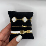 CLOVER | Ivory Gold Bracelet Set