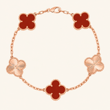 CLOVER | Red Rose Gold Guilloché Bracelet