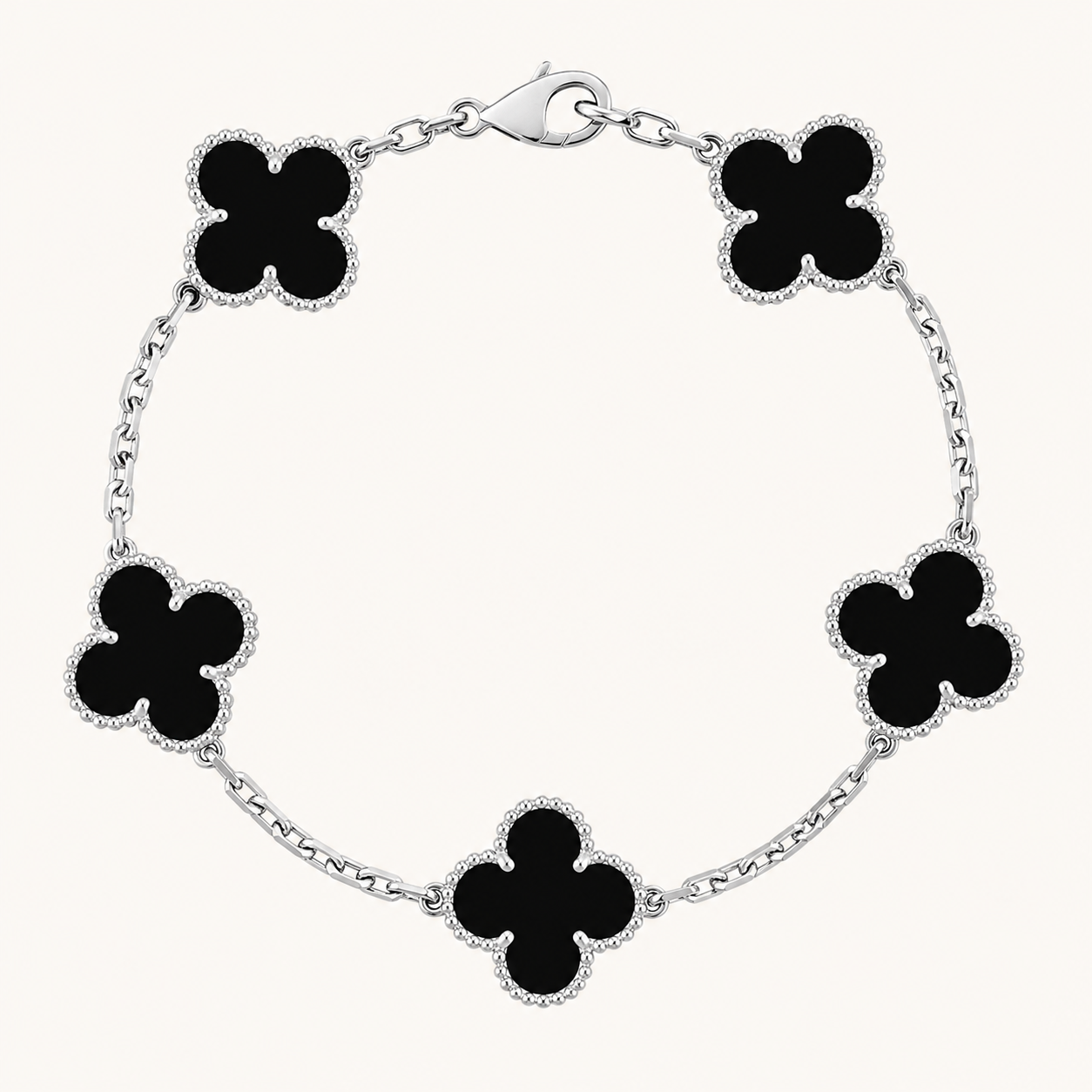 CLOVER | Black/Silver Bracelet