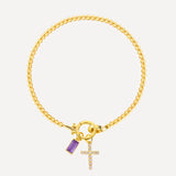 Icon Birthstone Cross Charm bracelet