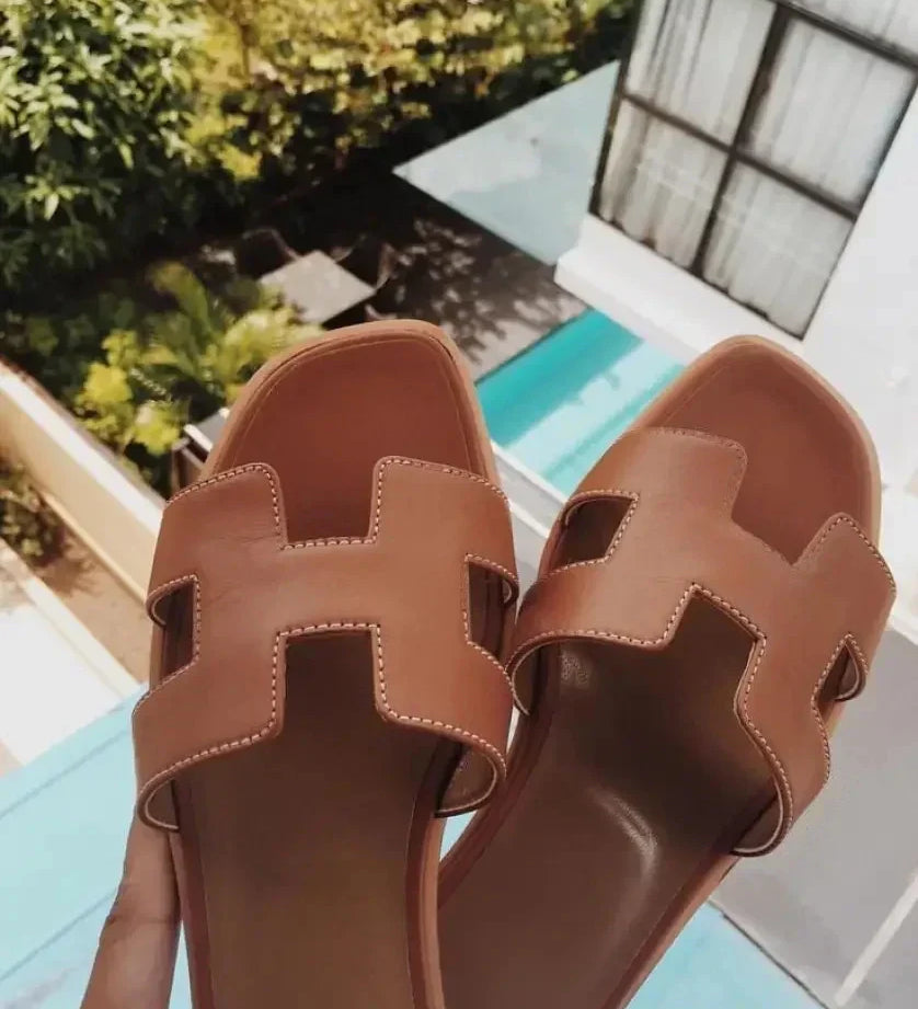 H Strap Leather Sandals For Everyday Comfort And Style