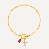 Icon Birthstone Cross Charm bracelet