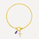 Icon Birthstone Cross Charm bracelet