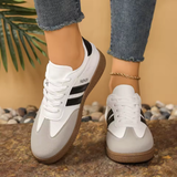 Women's Color Block Samba Sneakers – Lace-Up Low Top Casual Trainers