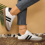 Women's Color Block Samba Sneakers – Lace-Up Low Top Casual Trainers