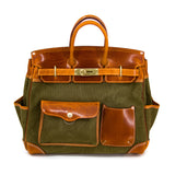 Handmade Full-Grain Leather & Canvas Travel Bag