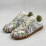 Men Retro Lace Up Sneaker – Casual Leather Patchwork Derby Shoes