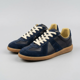 Men Retro Lace Up Sneaker – Casual Leather Patchwork Derby Shoes