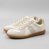 Men Retro Lace Up Sneaker – Casual Leather Patchwork Derby Shoes