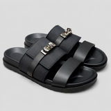 Men’s Double Strap Slide Sandals – Buckle Comfort Slippers for Indoor & Outdoor Wear