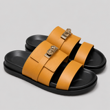 Men’s Double Strap Slide Sandals – Buckle Comfort Slippers for Indoor & Outdoor Wear