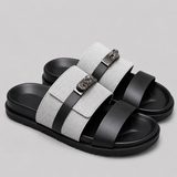 Men’s Double Strap Slide Sandals – Buckle Comfort Slippers for Indoor & Outdoor Wear