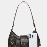Urban Muse Distressed Faux Leather Buckle Hobo Bag