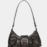 Urban Muse Distressed Faux Leather Buckle Hobo Bag
