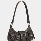 Urban Muse Distressed Faux Leather Buckle Hobo Bag