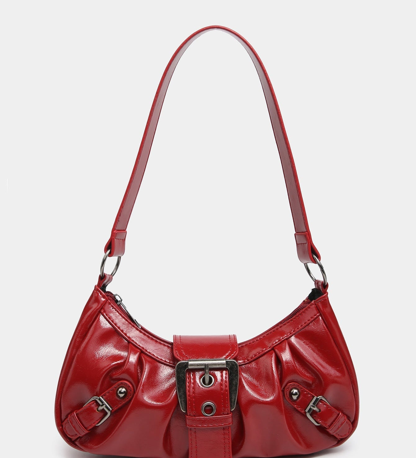 Urban Muse Distressed Faux Leather Buckle Hobo Bag