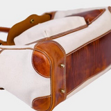 Handmade Full-Grain Leather & Canvas Travel Bag