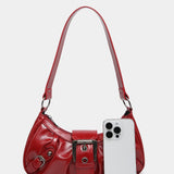 Urban Muse Distressed Faux Leather Buckle Hobo Bag