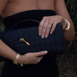 Chic Woven Vegan Leather Clutch Bag