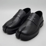 Unisex Split Toe Leather Loafers – Thick Sole Casual Shoes for Men & Women