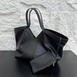 V Cowhide Leather Tote bag