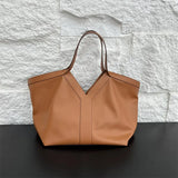 V Cowhide Leather Tote bag