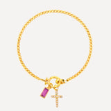 Icon Birthstone Cross Charm bracelet