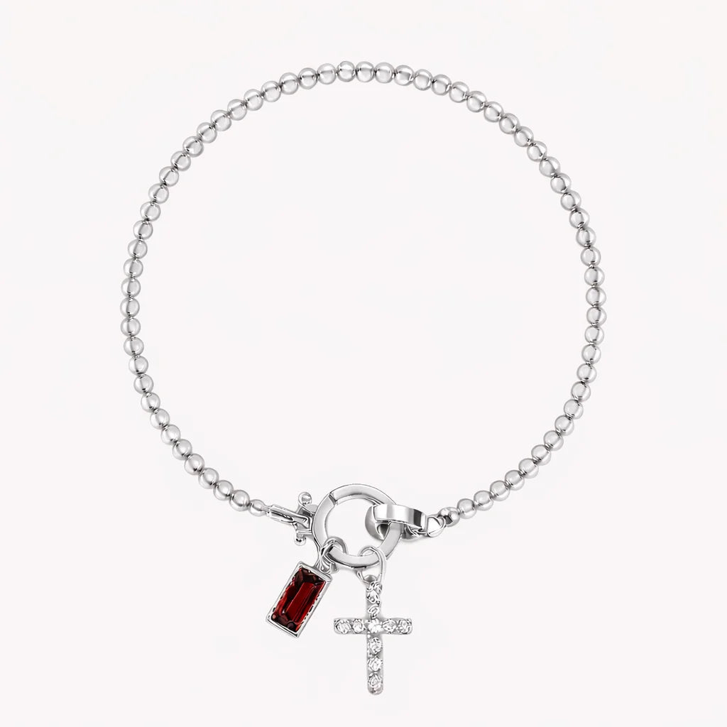 Icon Birthstone Cross Charm bracelet