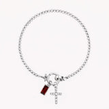 Icon Birthstone Cross Charm bracelet